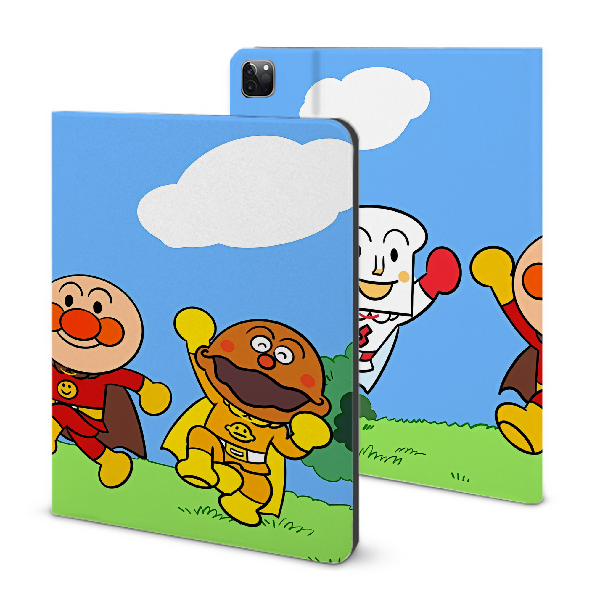 （画像用） アンパンマン Anpanman IPad ケース ブック型 PUレザー TPU 耐衝撃 軽量 薄型 ペン収納なし 全面保護 IPad 各モデル対応